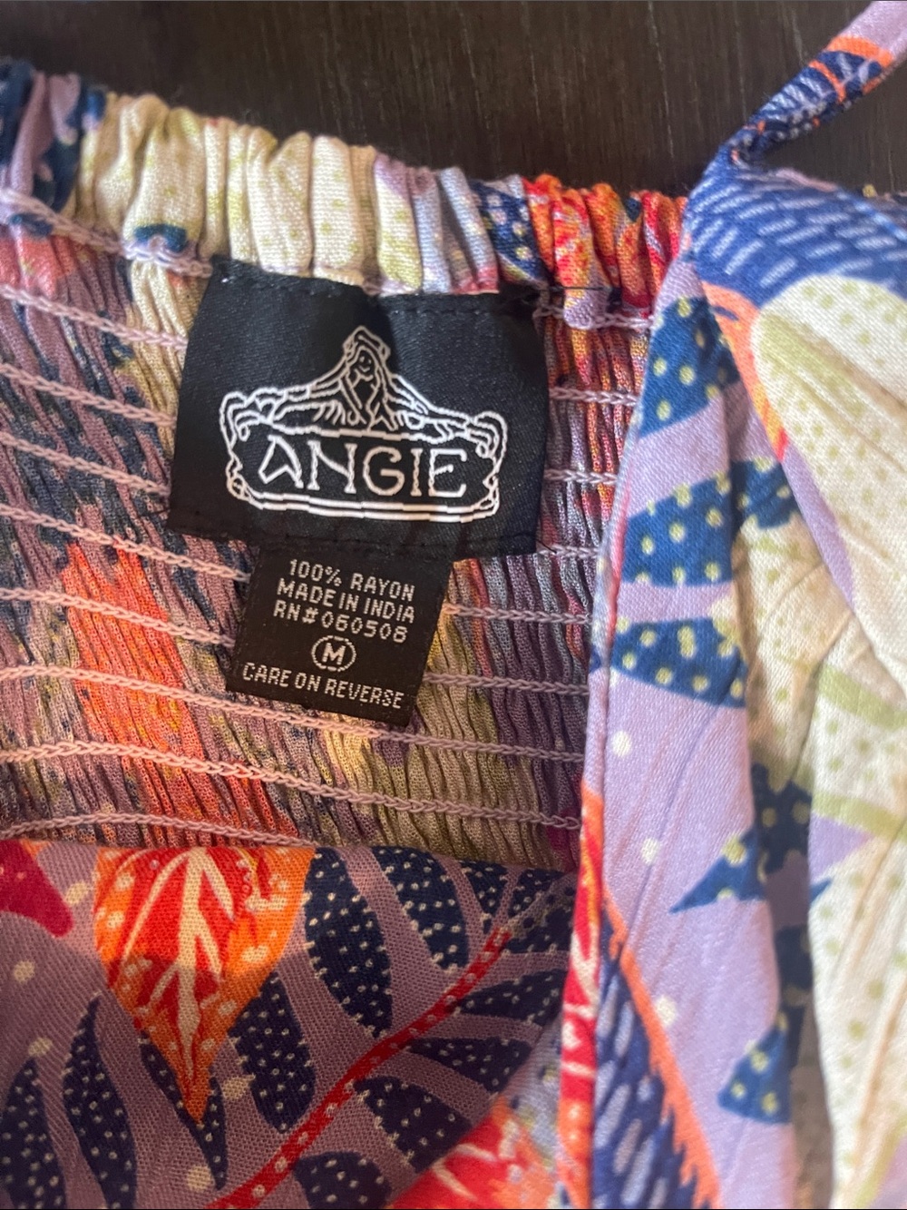 Angie Floral Maxi Dress in Orange, Blue, Yellow, Pink -flowy - tiered - -lined. - Picture 2 of 10